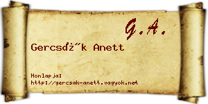 Gercsák Anett névjegykártya